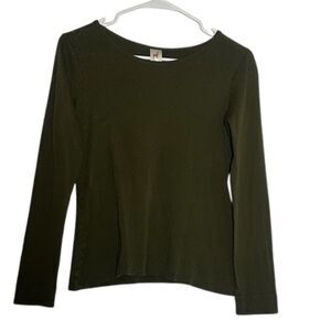 Peruvian Connection Prima Cotton Pullover Shirt Womens Small Crew Neck Green